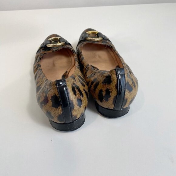 Casadei Womens Leopard Shoes Patent Leather Gold Tone Ring Brown 8 Animal Print - Picture 6 of 13